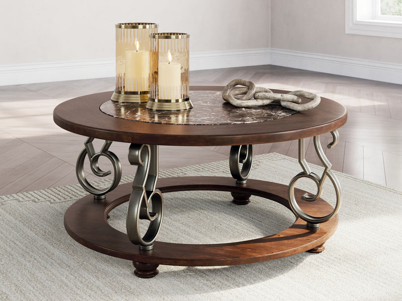 Frallyn - Round Cocktail Table - Dark Brown - R&R Furniture Gallery (Fountain Valley, CA)