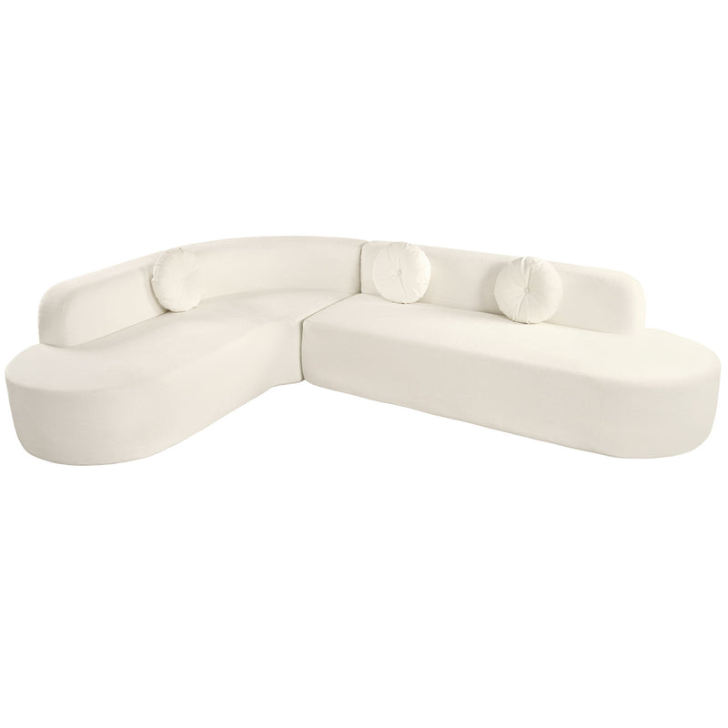 Extra Large Sectional Sofa Soft Fabric Upholstery, Elegant Curved Design With 3 Round Cushions, High - Resilience Foam For Ultimate Comfort - Beige - R&R Furniture Gallery (Fountain Valley, CA)