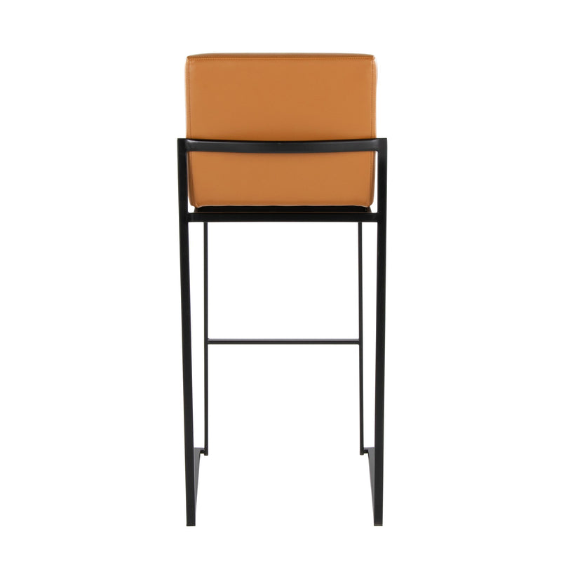 Lumi Source Fuji contemporary high back barstool with elegant design, showcasing sleek wood and metal construction in a modern setting.