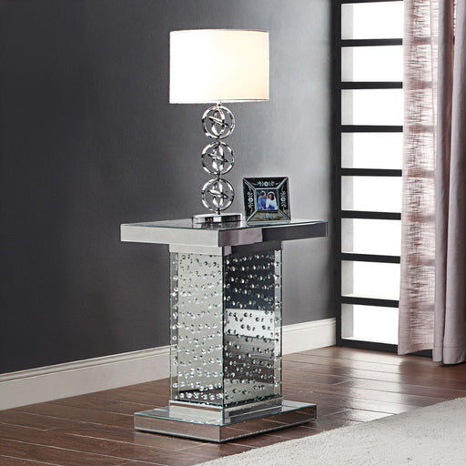 Nysa - 26" End Table - Mirrored & Faux Crystals - R&R Furniture Gallery (Fountain Valley, CA)