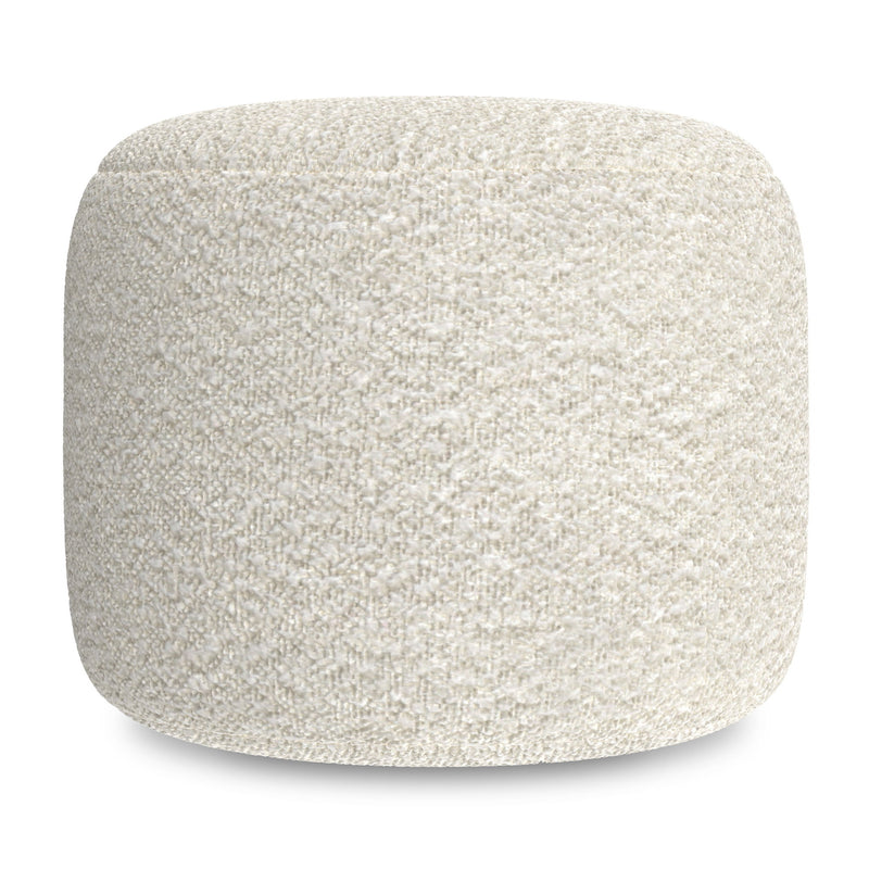 Chantal - Round Pouf - White - R&R Furniture Gallery (Fountain Valley, CA)
