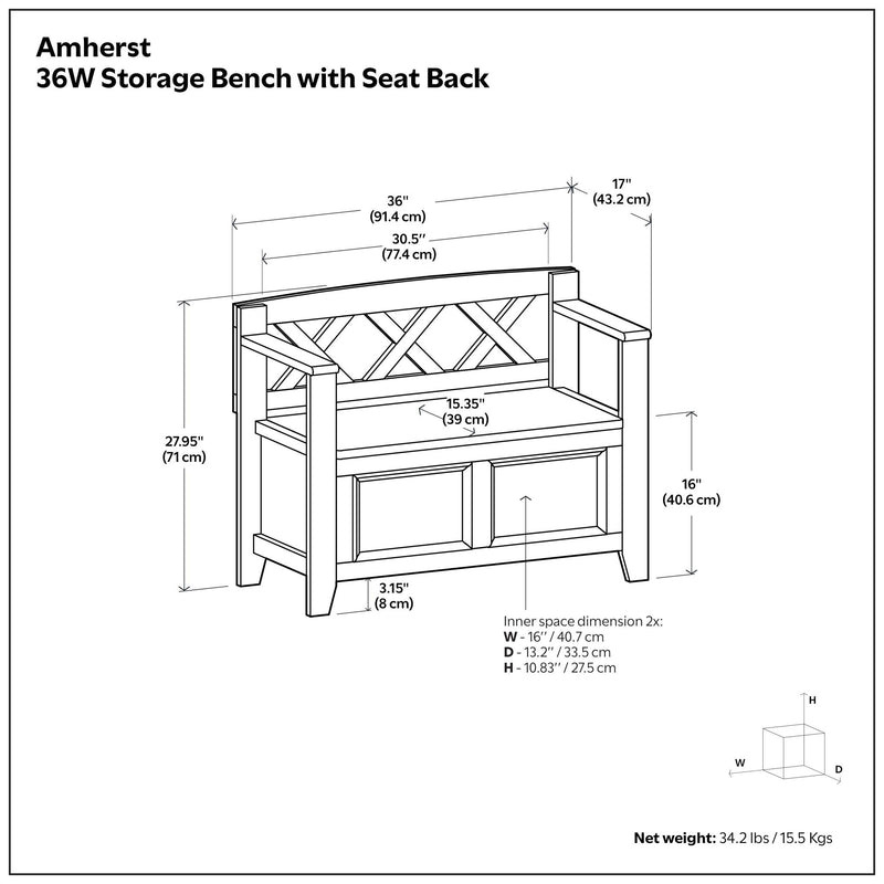 Amherst - Small Transitional Entryway Storage Bench - R&R Furniture Gallery (Fountain Valley, CA)