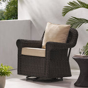 Amaya - Outdoor Swivel Rocker Chair With Water Resistant Cushions - Brown / Beige - R&R Furniture Gallery (Fountain Valley, CA)