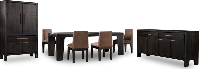 Zamba Chenille Upholstered Acacia Wood Dining Chair in Pineapple and Jaguar