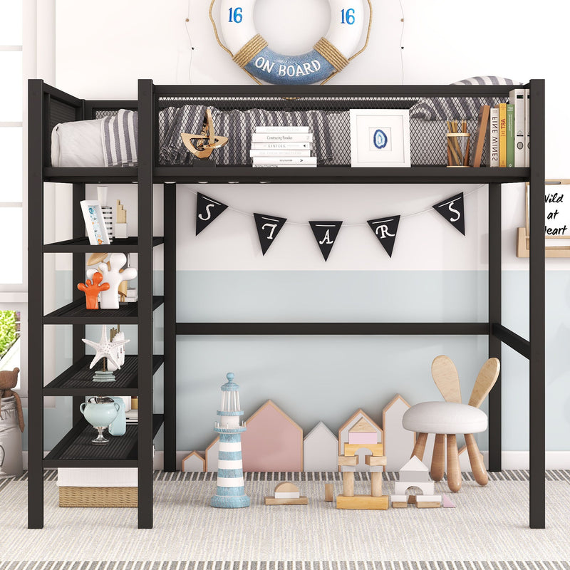 Loft Bed With 4 Tier Shelves And Storage - R&R Furniture Gallery (Fountain Valley, CA)