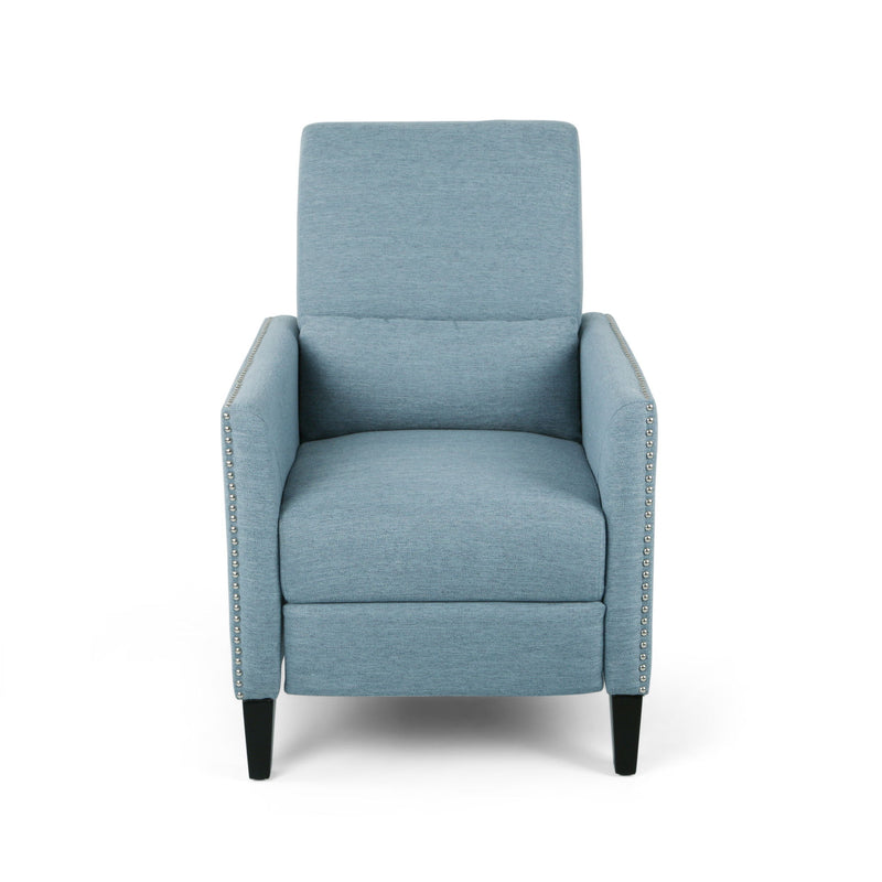 Repose Upholstered Recliner Chair With Nailhead Trim And Side Pocket - Light Blue - R&R Furniture Gallery (Fountain Valley, CA)
