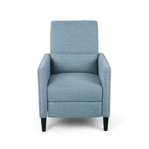 Repose Upholstered Recliner Chair With Nailhead Trim And Side Pocket - Light Blue - R&R Furniture Gallery (Fountain Valley, CA)