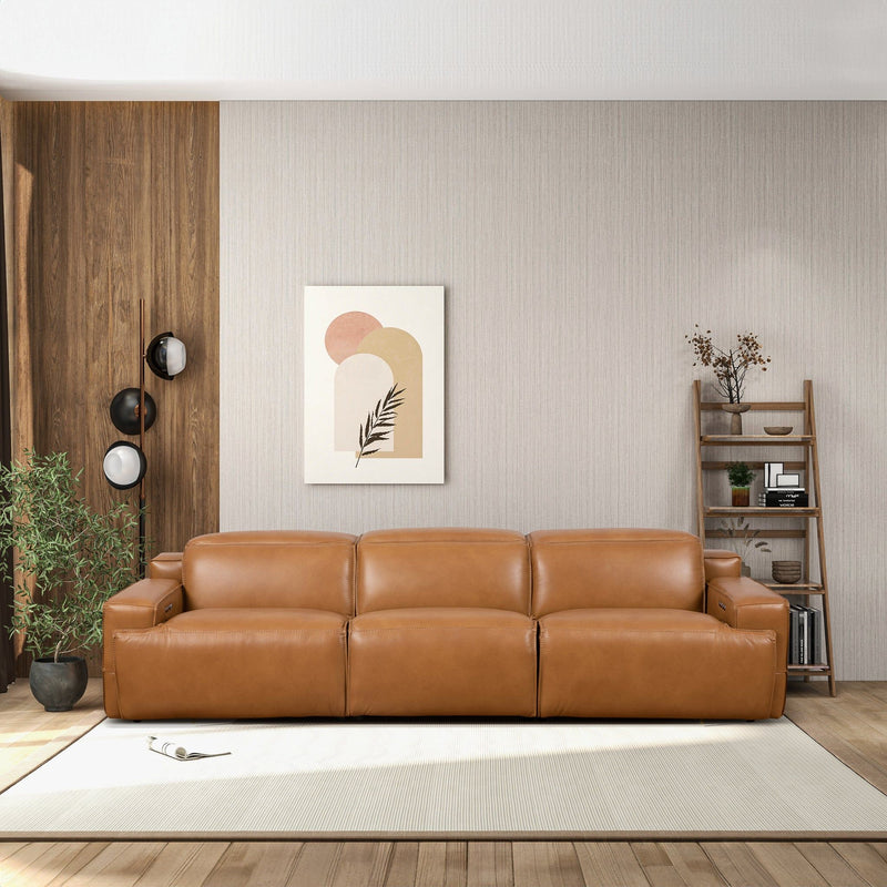 Urbana - Triple Power Recliner Sofa - Tan - R&R Furniture Gallery (Fountain Valley, CA)