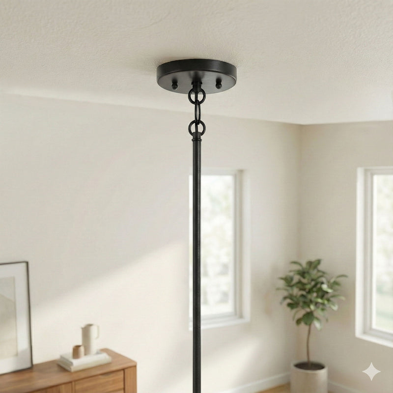 Essence - Single Lights Pendant With Shade - Black / Rattan - R&R Furniture Gallery (Fountain Valley, CA)