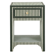 Kora cotton jute accent nightstand by TOV Furniture with a woven texture and modern design, featuring a single drawer and open shelf.