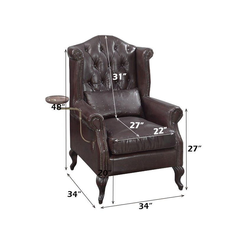 Pino - Accent Chair - Vintage Brown Top Grain Leather - R&R Furniture Gallery (Fountain Valley, CA)
