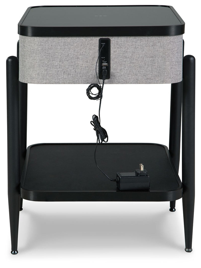 Jorvalee - Accent Table with Speaker - Gray / Black - R&R Furniture Gallery (Fountain Valley, CA)