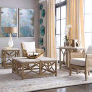 White and light brown stone end table from Uttermost's Catali collection, showcasing a sleek, modern design with smooth finishes.