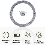 Kachina - 39" Wall Clock - Mirrored & Faux Gems - R&R Furniture Gallery (Fountain Valley, CA)
