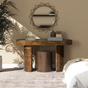 Jennifer Taylor Home Jesse single drawer oval computer desk with smooth wooden surface and modern design.