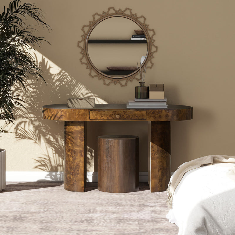 Jennifer Taylor Home Jesse single drawer oval computer desk with smooth wooden surface and modern design.