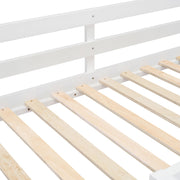 DreamHaus bunk bed with four drawers and three shelves, showing a sturdy wooden frame and ample storage space.