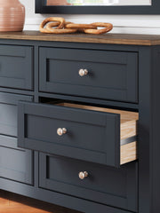 Landocken - Dresser and Mirror - Brown / Blue - R&R Furniture Gallery (Fountain Valley, CA)