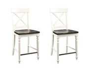 24" Tall Bar Stools (Set of 2) - Brown / White - R&R Furniture Gallery (Fountain Valley, CA)