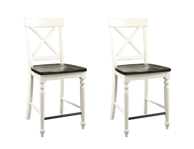 24" Tall Bar Stools (Set of 2) - Brown / White - R&R Furniture Gallery (Fountain Valley, CA)