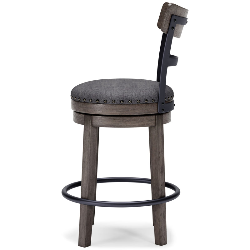 Caitbrook - UPH Swivel Barstool  - Gray - R&R Furniture Gallery (Fountain Valley, CA)