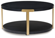 Shylore - Occasional Table Set (Set of 3) - Black / Brass Finish - R&R Furniture Gallery (Fountain Valley, CA)
