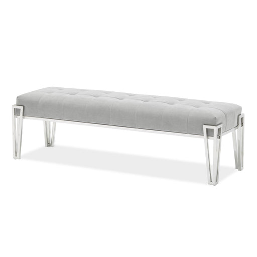 Signature Beds & Benches - Rose Velvet Accent Bench - Gray / Chrome - R&R Furniture Gallery (Fountain Valley, CA)