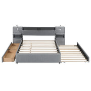 Upholstered Platform Bed With Reading Lights, Drawers, Trundle And Shelves - R&R Furniture Gallery (Fountain Valley, CA)