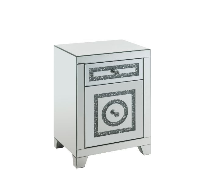 Noralie - 26"H Accent Table With Storage Drawers - Mirrored & Faux Diamonds - R&R Furniture Gallery (Fountain Valley, CA)
