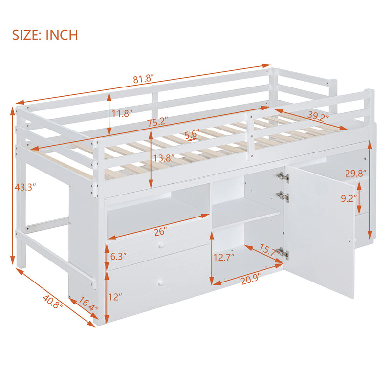 Loft Bed With 4 Drawers, Underneath Cabinet And Shelves - R&R Furniture Gallery (Fountain Valley, CA)