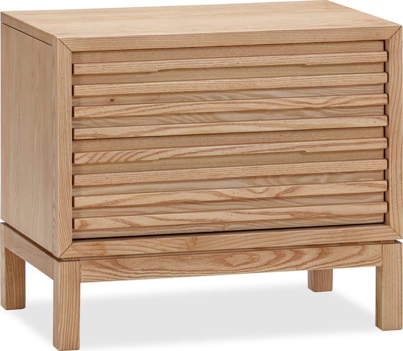 Tanner Two Drawer Ash Wood Nightstand in Flaxen