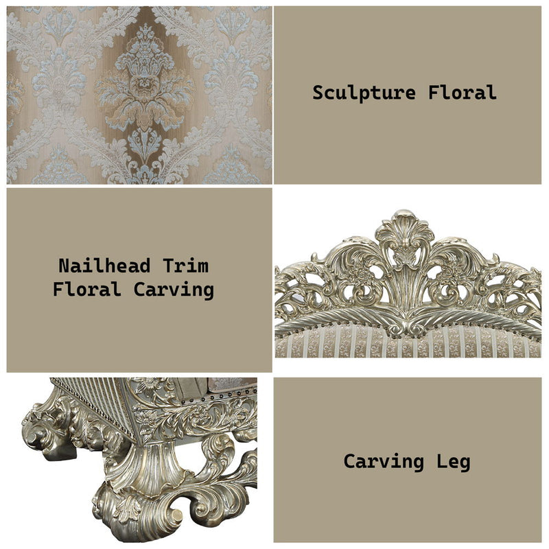 Sorina - Sofa With 7 Pillows - Velvet, Fabric & Antique Gold - R&R Furniture Gallery (Fountain Valley, CA)