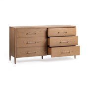 Classic Home Alisen 6 Drawer Dresser in Napa Grove featuring wood finish and sleek design, with six spacious drawers.