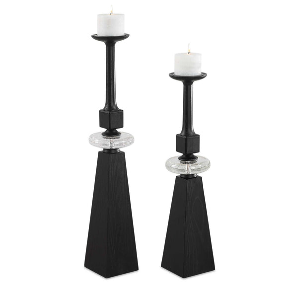 Ebon Glow - Floor Candleholders (Set of 2) - Black