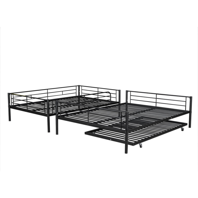 DreamHaus steel construction bunk bed with sturdy frame and twin beds, perfect for space-saving bedroom furniture.