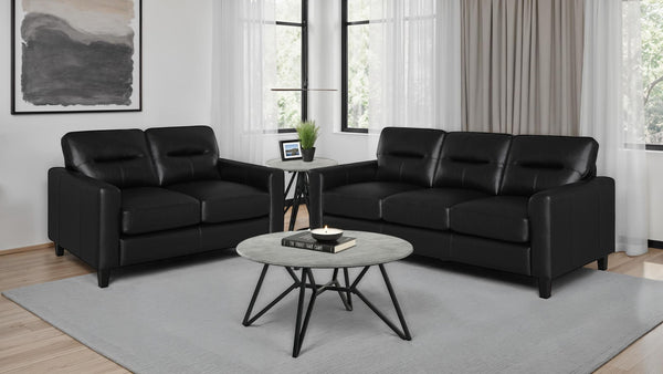 Scotland 2-piece Faux Leather Upholstered Sofa Set Black