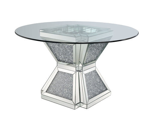 Noralie - 31" Dining Table - Clear Glass, Mirrored & Faux Diamonds - R&R Furniture Gallery (Fountain Valley, CA)
