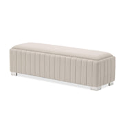 Signature Beds & Benches - Amaryllis Velvet Accent Bench - Taupe / Chrome - R&R Furniture Gallery (Fountain Valley, CA)