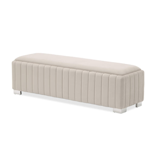 Signature Beds & Benches - Amaryllis Velvet Accent Bench - Taupe / Chrome - R&R Furniture Gallery (Fountain Valley, CA)