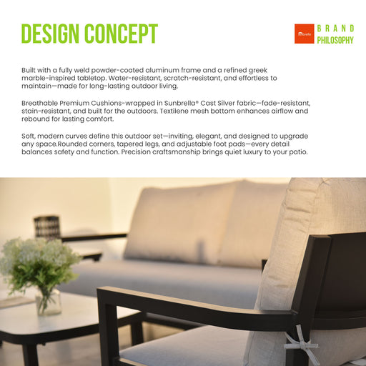 Outdoor swivel lounge chair by Life Outside with Ember Black weather-resistant frame and Sunbrella cushion for comfort and durability.
