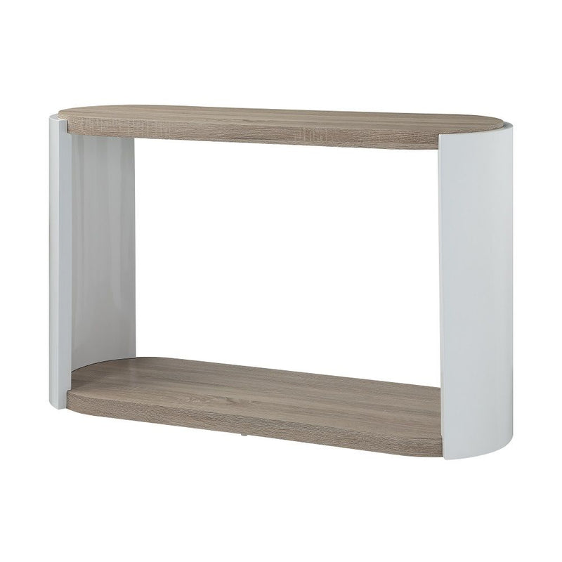 Zoma - Sofa Table - Oak & White High Gloss - R&R Furniture Gallery (Fountain Valley, CA)