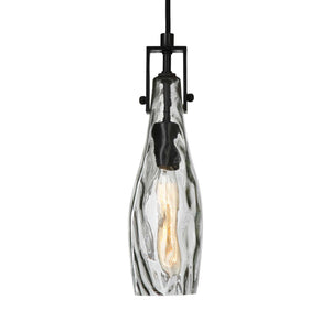 Campester Pearl Silver 1 Light Watered Glass Mini Pendant by Uttermost, showcasing a sleek pendant light with textured glass shade.