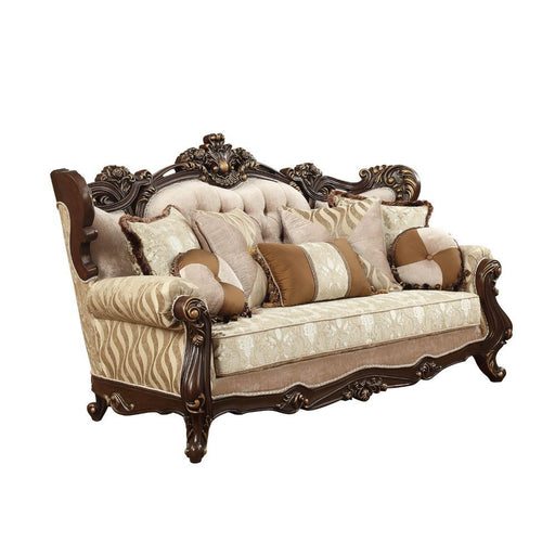 Shalisa - Sofa With 7 Pillows (Same Lv01585) - Fabric & Walnut - R&R Furniture Gallery (Fountain Valley, CA)