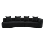 Noble House elegant curved sectional sofa with full foam cushions, stationary design, in a comfortable living room setting.