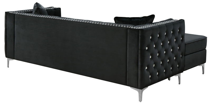 Glory Furniture Paige stationary sofa chaise with plush upholstery and modern design, shown in a cozy living room setting.