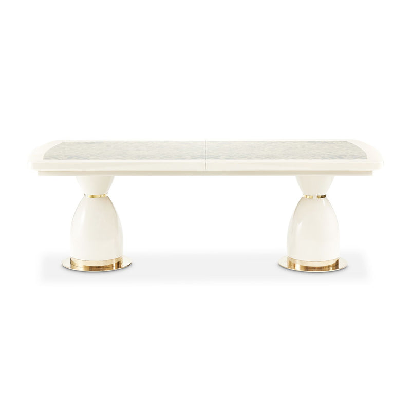 Lisbon - Double Pedestal Dining Table - Silken Matte Cream - R&R Furniture Gallery (Fountain Valley, CA)