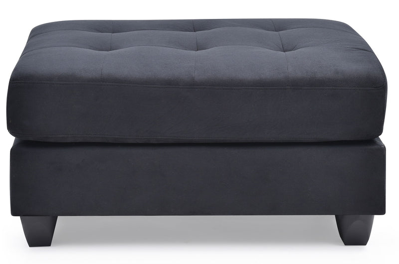 Contemporary upholstered ottoman by Glory Furniture with a sleek, modern design and plush fabric in a stylish living room setting.