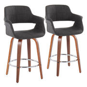 Set of two Lumi Source vintage flair mid-century modern fixed height counter stools with swivel, round footrest and stylish design