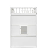 DreamHaus house loft bed with ladder, featuring a cozy wooden frame and built-in ladder for easy access.