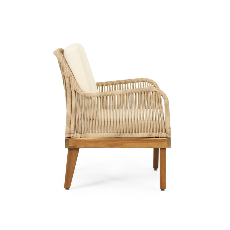 Outdoor Club Chair With Rope Weave Design - Teak - R&R Furniture Gallery (Fountain Valley, CA)